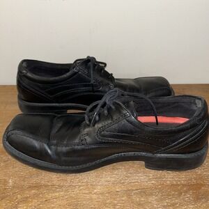 Rockport Margin Oxford Mens 11W Black‎ Leather Dress Shoes Comfort Pls Read